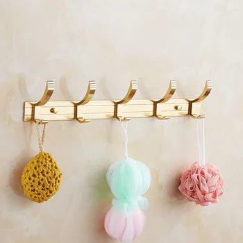 

Robe Hooks Aluminum Row Clothes Hooks Wall Mounted Nail Punched Clothes Hooks Key Hanger 5 Hooks Bath Hardware Free Shipping