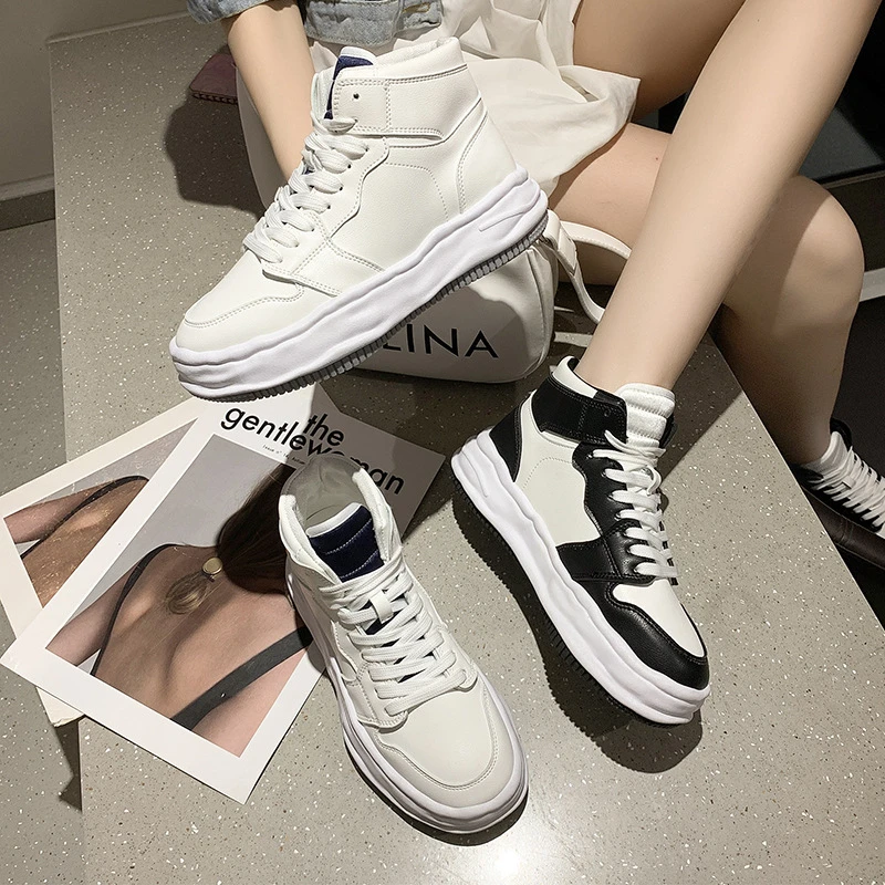 女性用厚底スニーカー 高級靴 女性用プラットフォーム ファッショナブル 3cm 5cm 春秋 トレンド21 レディースヴァルカナイズシューズ Aliexpress