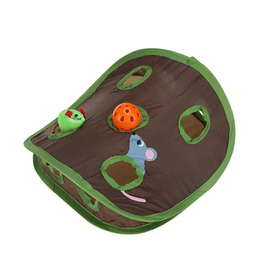 ПЭТ кошки-мышки Развивающая игра игрушечный колокольчик палатка с 9 отверстиями кошка игра туннельные игрушки jouet chat мелкие принадлежности для домашних животных Товары для домашних животных#20
