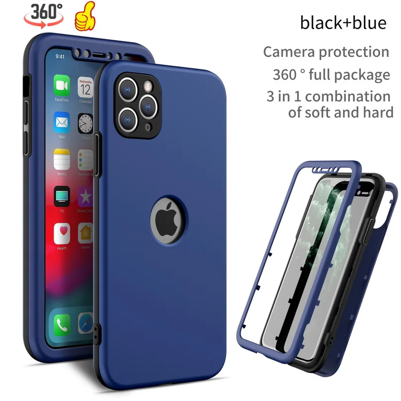 clear case iphone 13 3 in 1 fully protected Phone Case For Apple iPhone 13 12 11 Pro Max mini SE 2020 X XR XS Max 7 8 Plus Mate Shockproof Cover best iphone 13 case