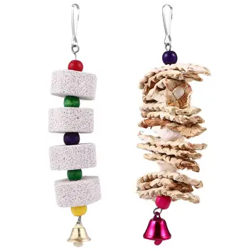 

2Pcs Pet Bird Parrots Toy Bite Resistant Teeth Grinding Chewing Hanging Stones