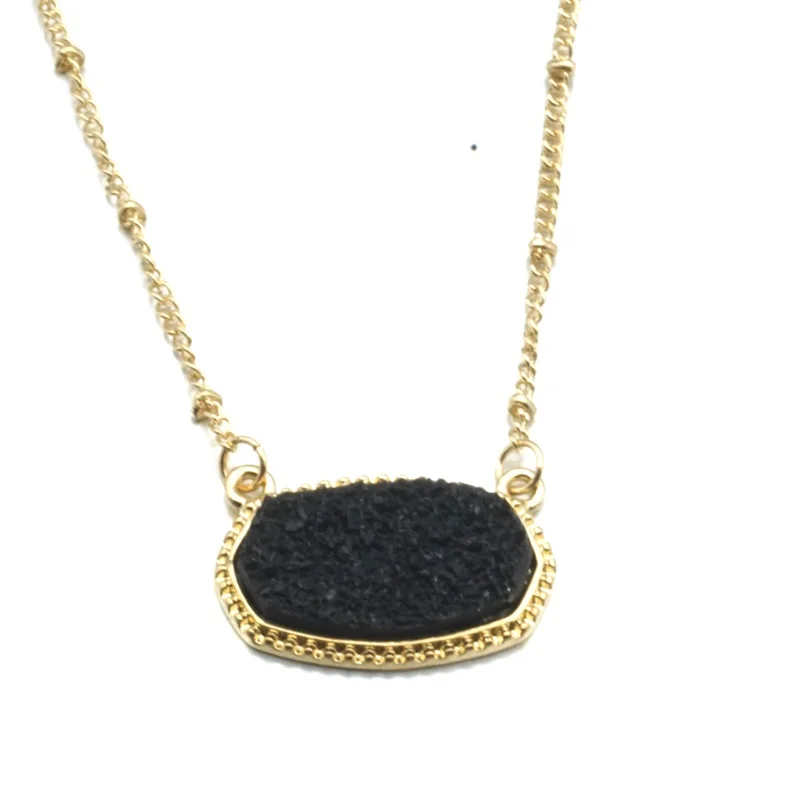 Ожерелье с подвеской из смолы Druzy Drusy модные ожерелья шестигранной брендовые