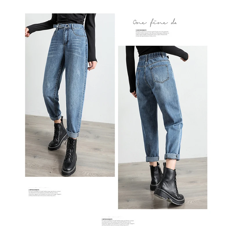 

Elastic Waist Vintage High Waist Straight Jeans for Women Streetwear Loose Female Denim Jeans Ladies Jeans cec dad carrot pants