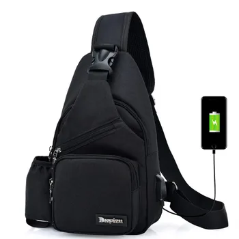 

Fashion Unisex Sport Chest Pack Simple Style USB Outdoor Large Capacity Canvas Chest Pack Crossbody Bag Sport Chest Bag m07