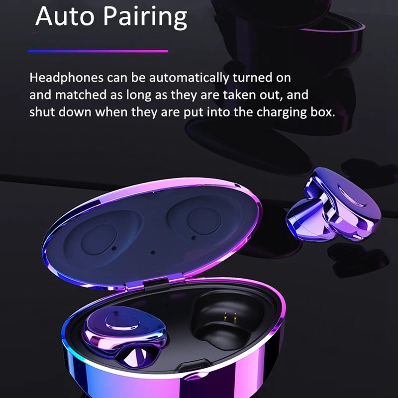 LEORY X1 TWS Bluetooth 5.0 Earphone HiFi Stereo Auto Pairing Bilateral HD Call Smart Touch Headset with 16H Super Charging Box