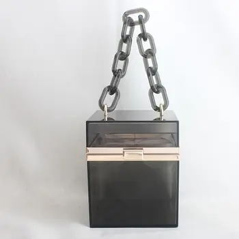 

Acrylic Transparent Evening Banquet Handbag Chain Strap Purse Clutch Phone Makeup Storage Bag For Women Lady Girl