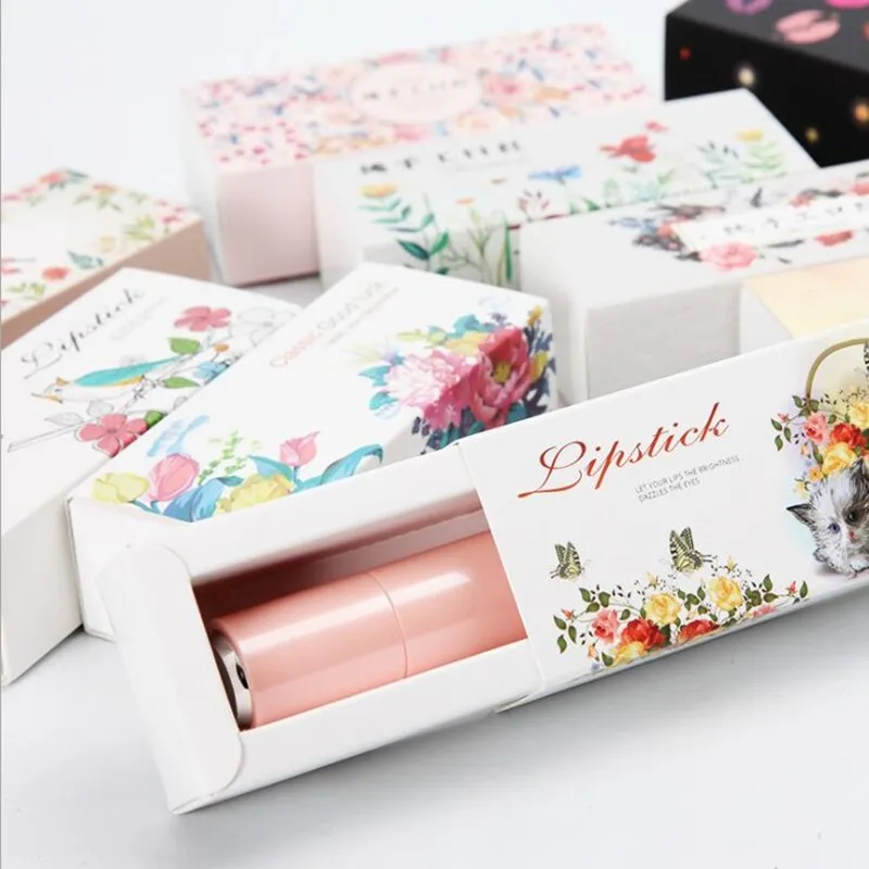 

packaging box kraft paper box 10pcs lipstick box/bags drawer-type rectangular packaging gift box gold and silver card customized
