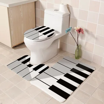 

3Pcs Toilet Bathroom Bath Mat Set Toilet Rugs Flannel Anti Slip Shower Carpets Set Toilet Lid Cover Shower Room Rug Floor Mats
