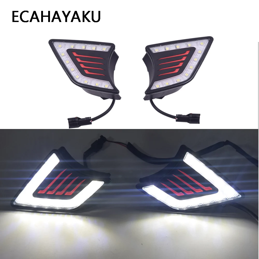 ECAHAYAKU LED DRL For Toyota Hilux Vigo 2012 2013 2014 2015 Car Styling Daytime Running Light Fog driving Lamp 12V Auto | Автомобили и