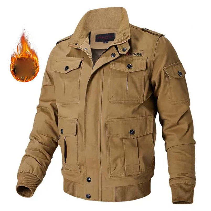 

Men Thick Winter Military Jacket Wool Liner Stand Collar Army Coats Man Patches Plus Size Men's Cargo Clothing Pockets 2023