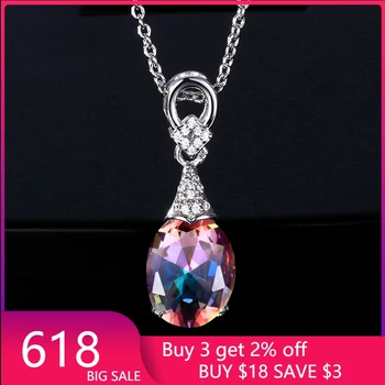Sterling Silver 925 Jewelry Necklaces New Fashion Gemstone Pendant Necklace For Women Wholesale Wedding Anniversay Party Gifts