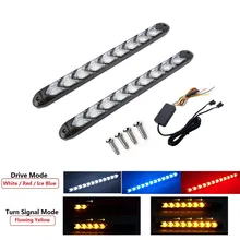 

2 pcs 12V Universal Car LED Daytime Running Light Waterproof Headlight Strip Sequential Flow Yellow Turn Signal White DRL Light