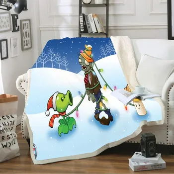 

Warm Sherpa Fleece Plush Throw Blanket Zombie Print Quilt Cover Travel Car Home Bedding Plush Throw Blanket Bedspread Custom