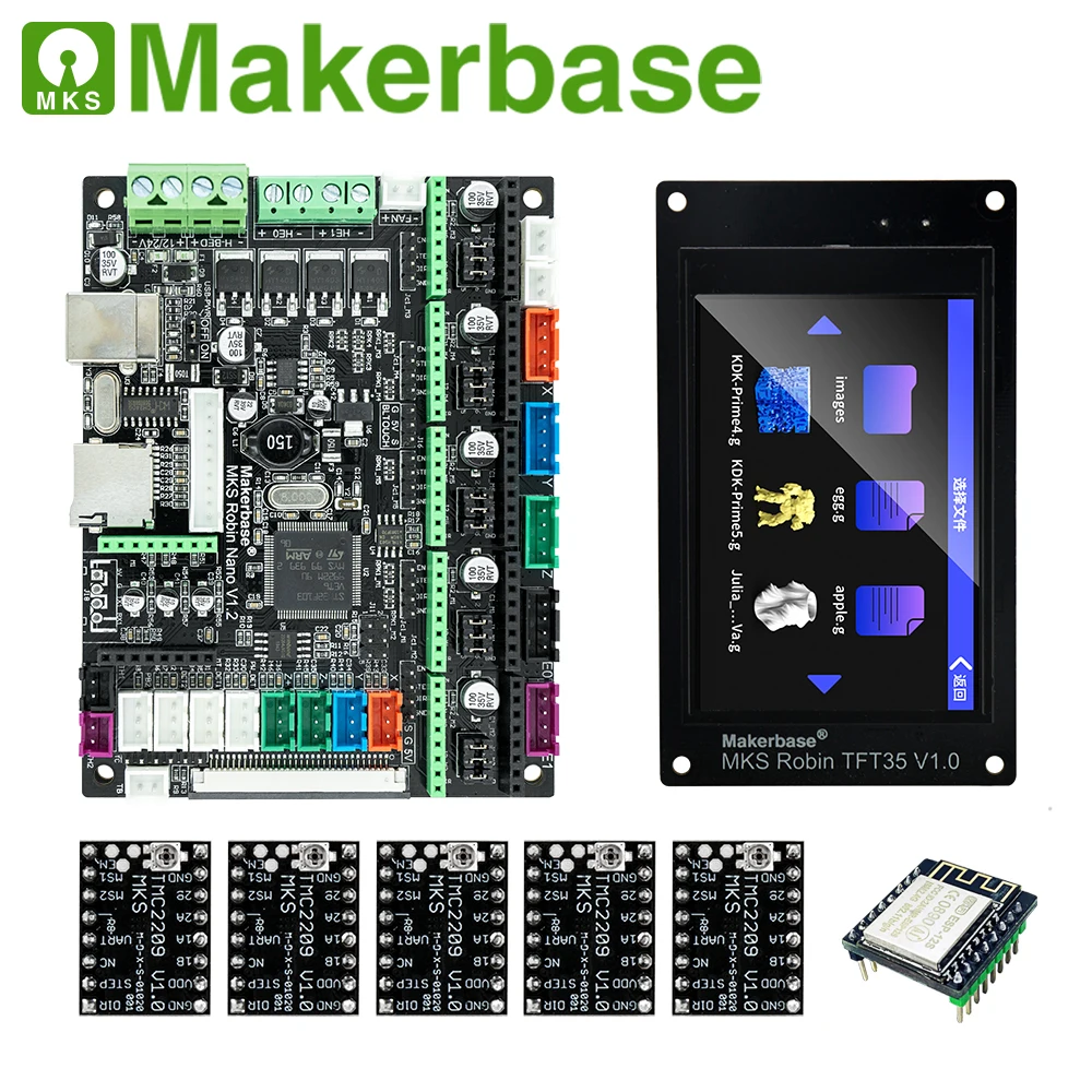 Makerbase MKS Robin Nano V1.2 32Bit Control Board 3D Printer parts support Marlin2.0  3.5 tft touch screen preview Gcode precisioncore printhead 3D Printer Parts & Accessories