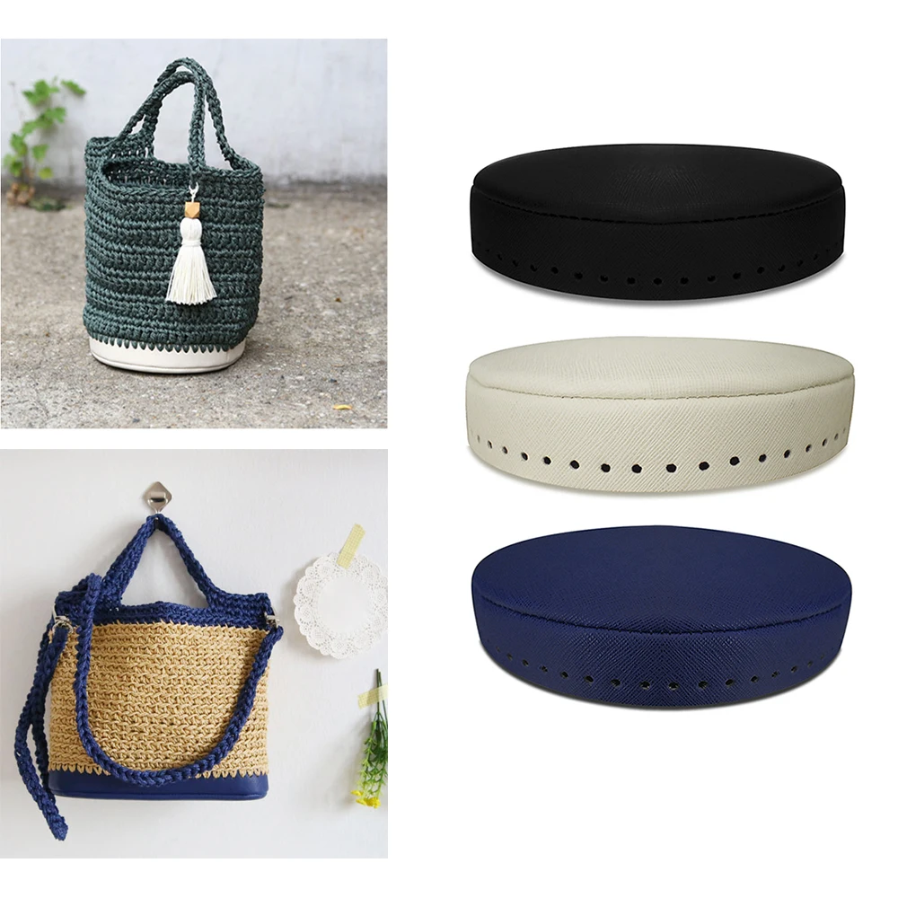 

Leather Bag Base Shaper Bottom Knitting Crochet Bags Handbag Parts Accessories Women Bag Bottom Handmade Round Craft Crochet Pad