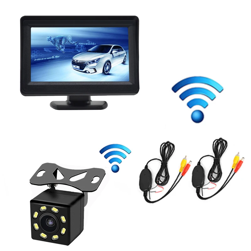 car security camera Car Rear View Camera Wifi Wireless Wiring Kit 2.4GHz DC 12V Vehicle Cameras Wireless Transmitter/Receiver 8 LED Night vision vehicle camera Vehicle Cameras