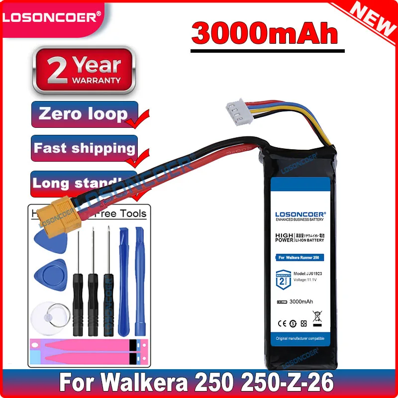 LOSONCOER 11 1 V 3000mAh 3S XT60 Plug Lipo батарея для Walkera Runner 250 250-Z-26 RC вертолет Квадрокоптер Дрон |