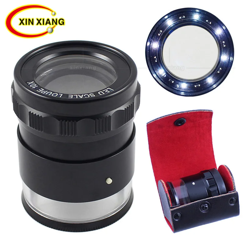 US $48.25 High End Scale Magnifier 10x Illuminated Magnifying Glasses Portable Desktop Magnifier 8 Magnifying Lamp Led Loupe Monocle Lupe
