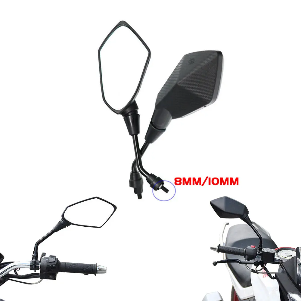 8 мм 10 мм мотоцикл зеркало скутер углеродного волокна уличный ...