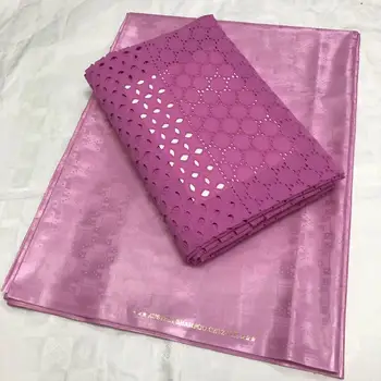 

Fuchsia Pink 100% Cotton Swiss voile lace in Switzerland High quality 3+2Yards Bazin Riche Brocade Fabric For Lady LY30