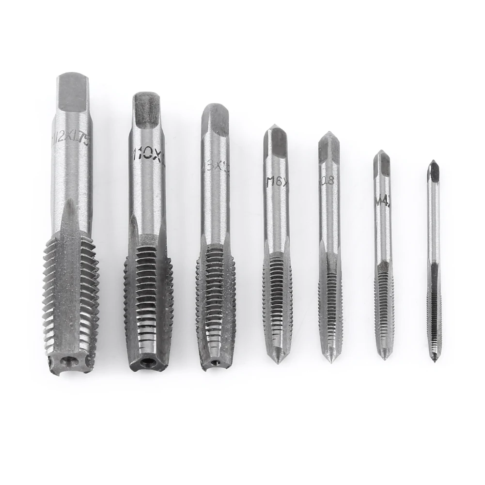 

7pcs Tap Metric Thread Steel Tap Bearing Steel Taps Tapping Tool M3 M4 M5 M6 M8 M10 M12