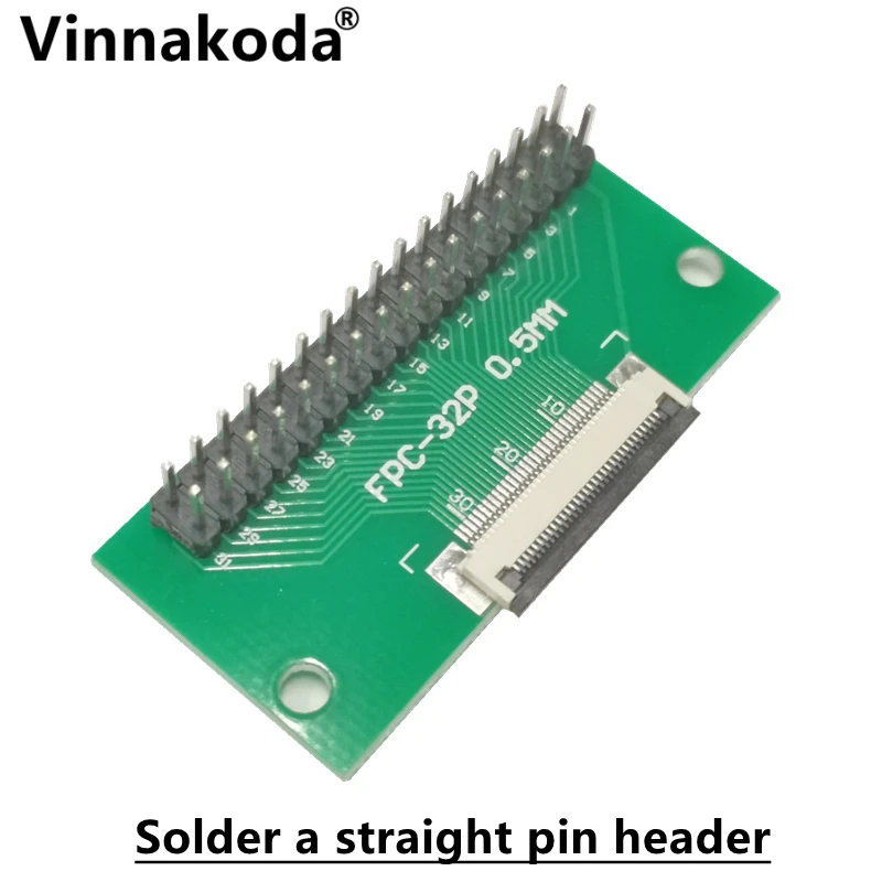 2PCS FFC/FPC adapter board 0.5MM-32P to 2.54MM welded 0.5MM-32P flip-top connector Welded straight and bent pin headers