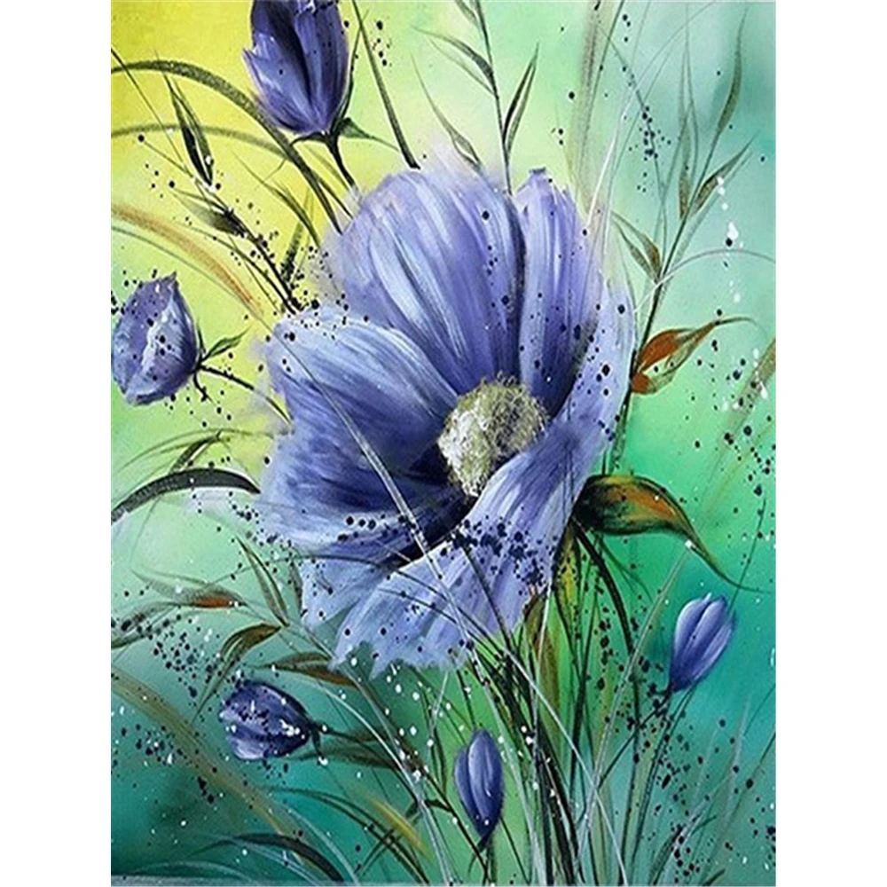 5D Diamond Painting Blue Flowers DIY Cross Stitch Kits Home Embroidery Decor