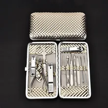 12 шт., машинка для стрижки ногтей из нержавеющей стали, триммер, набор для ухода за ушами, золотой набор для маникюра и педикюра, набор инструментов для маникюра и педикюра