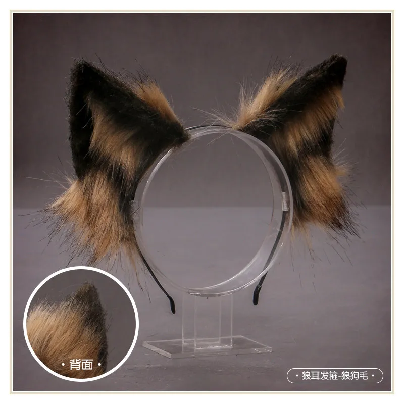 New Furry Plush Foldable Wolf Cat Ears Headband Realistic Animal Fox Hair Hoop Lolita Anime Decor Ear Cosplay Kawaii Accessories wonder woman costume Cosplay Costumes
