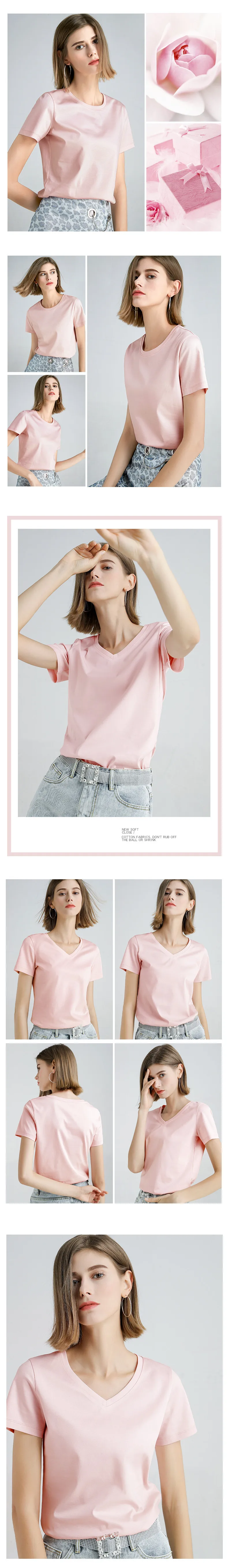 MRMT 2025 Brand New 80S Pure Cotton Women's T Shirt High Quality T-shirt for Female Short Sleeve V Collar Leisure Tops Tshirt
