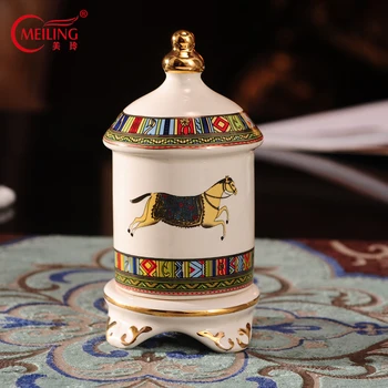 

European Porcelain Cotton Swab Dispenser Horse Toothpick Holder Distributor Decorative Container Home Restaurant Bar Table Decor