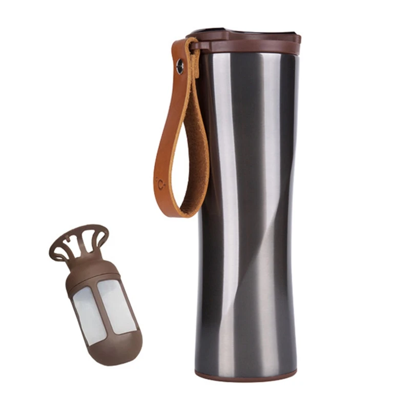

Travel Mug Moka Smart Coffee Tumbler 430Ml Portable Vacuum Bottle OLED Contact Screen Heat Preservation Stainless Steel Coffee C