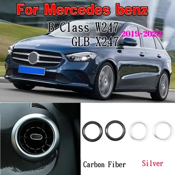 

For Mercedes Benz B GLB Class W247 X247 B200 2019-2020 ABS Chrome/Carbon Fiber Side Air Outlet Ring Interior Car Accessories