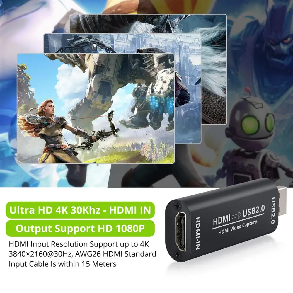 Neoteck HDMI-compatible to USB 2.0 Video Capture Card 1080P HD Recorder Game/Video Live Streaming Support Windows ȵ̵ MacOS