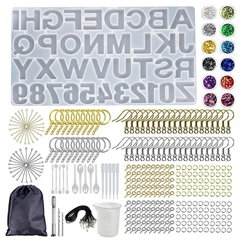 

1 Set Crystal Epoxy Resin Mold Alphabet Letter Number Keychain Pendant Casting Silicone Mould DIY Crafts Jewelry Making Tools