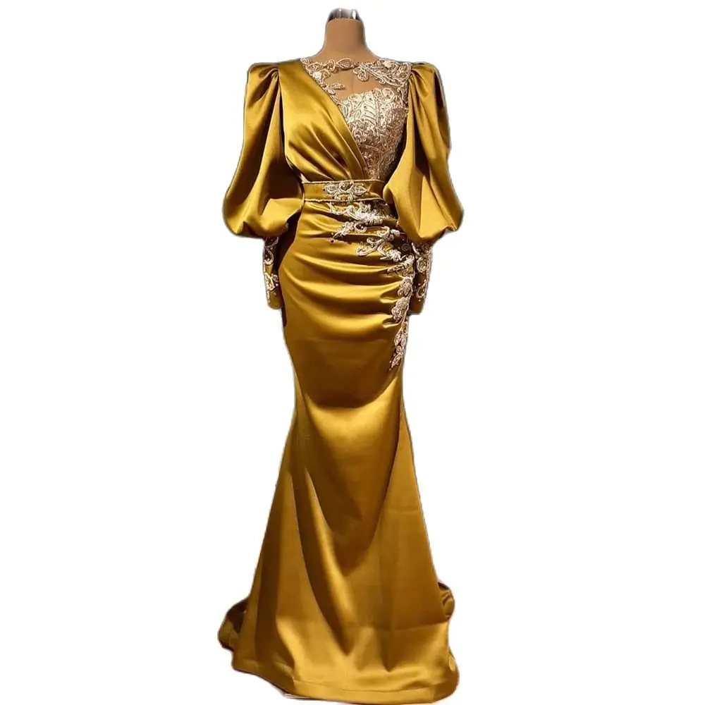 

Роскошные мусульманские роскошные золотые бусины вечерние платья женское свадебное вечернее платье