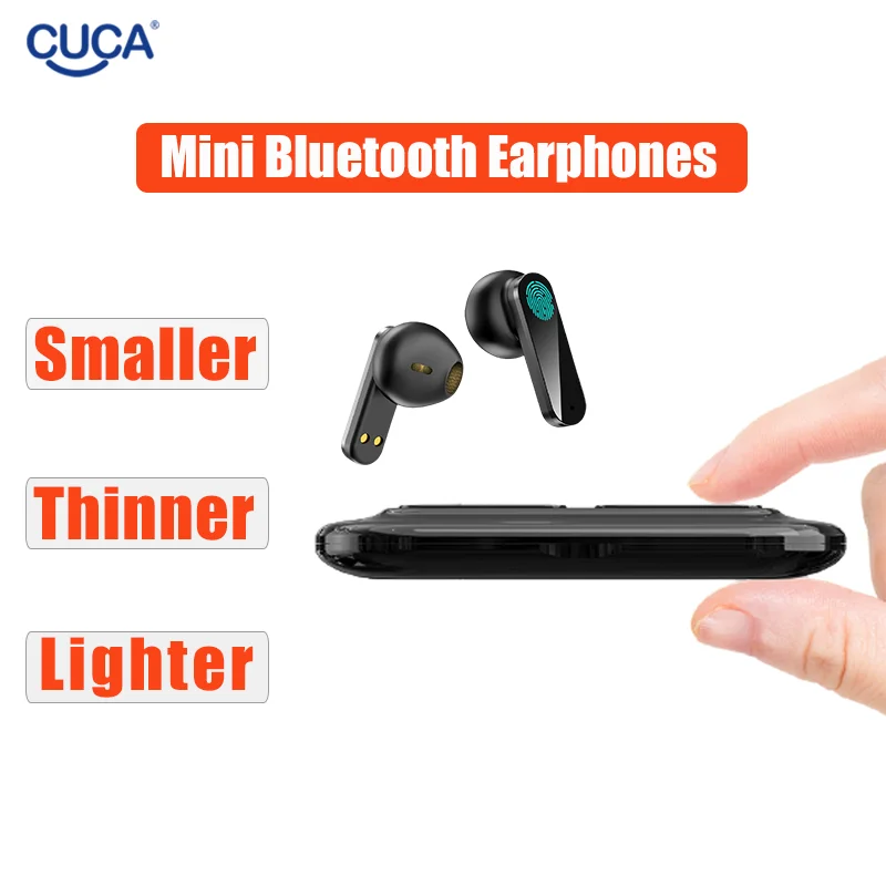 CUCA Ultra Thin TWS Wireless Bluetooth Earphones Stereo Headphones Waterproof Headsets Lightweight and Portable Music EarbudS M6 |