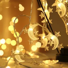 Garland Light String Moon Star Novelty Lights Fairy LED Lights Decoration Wedding Outdoor Lighting Patio Decore Lamp For Holiday