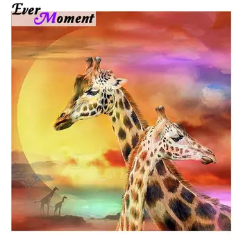 

Ever Moment Diamond Embroidery Painting Cartoon Giraffe Colorful Background Animal Mosaic Art Gift DIY Home Decoration 5L047