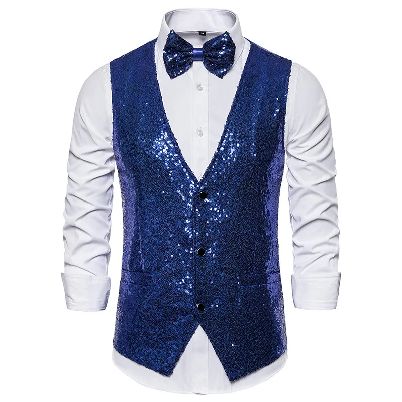 Colete Masculino Com Lantejoulas - Conjunto 2 Peças Com Gravata Borboleta