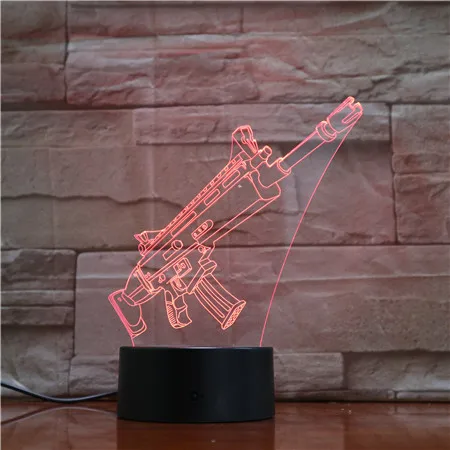 Прилавок CS игра акрил M4 A1 пистолет 3D ночник Светодиодная лампа сенсорный датчик 7 цветов Изменение Настольная лампа детские подарки 1693