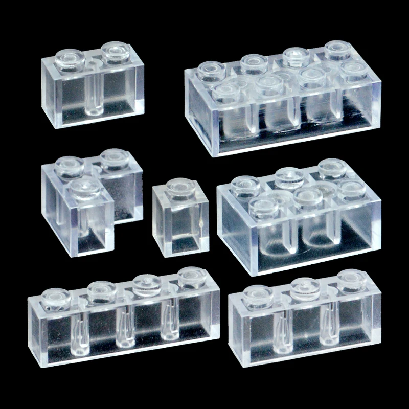 

50pcs/lot 1x2 2x3 2x4 1x1 Bricks MOC Parts Transparent Bricks Building Blocks Gifts 3001 Toys for Children