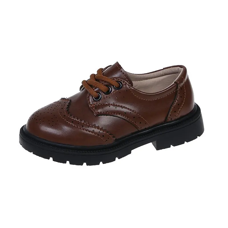 Children Leather Shoes for Boys Girls British Style Oxfords Vintage Lace up 26 36