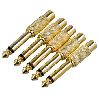

5x Gold Plated 6.35mm 1/4 inch Male Mono Plug to RCA Female 6.5mm Jack o Stereo Adapter Connector Plug TS Converter Sound Mi