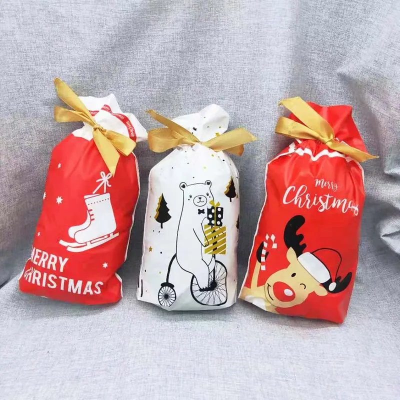 1/5/10pcs Christmas Candy Bags Happy New Year Xmas Packing Bag Merry Christmas Decorations For Home Navidad Gift Bags