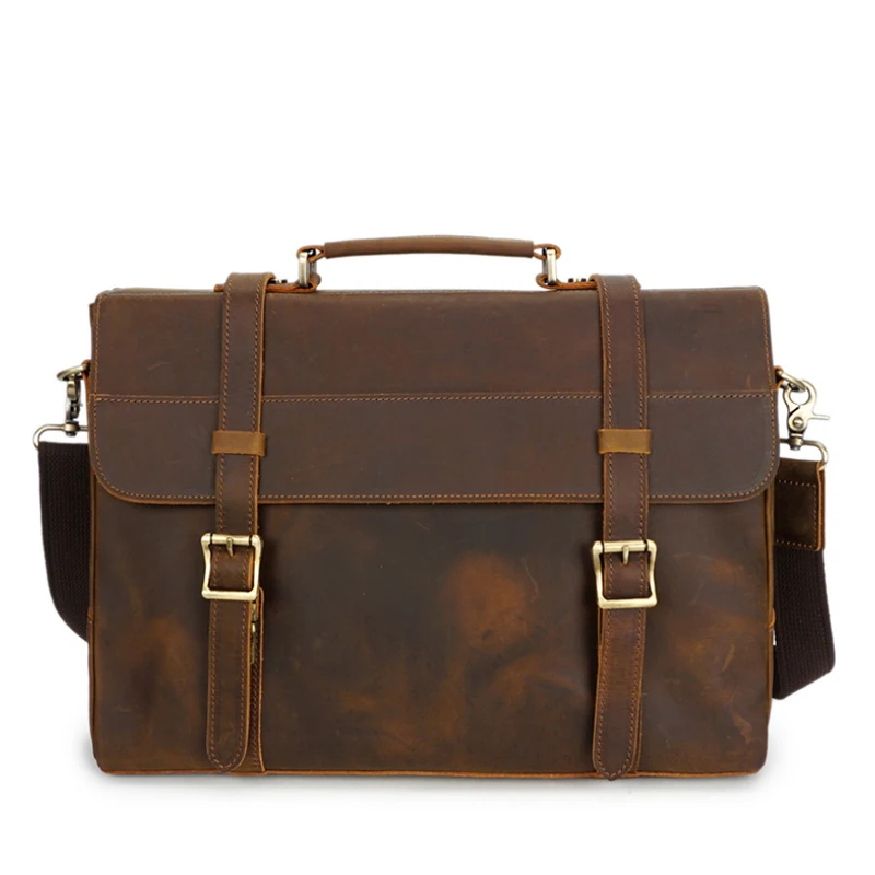 

Luufan High Fashion Briefcase Bag Shoulder Bag 100% Genuine Leather Computer Bag Men Male 15 16 Inch Day Bag for PC Laptop 42cm