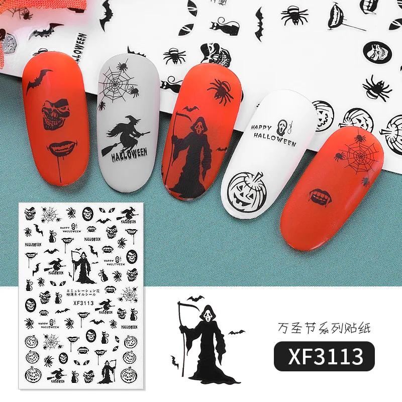1 шт Хэллоуин наклейки для ногтей летучая мышь ведьма Дизайн ногтей 3D клей наклейки Советы украшения