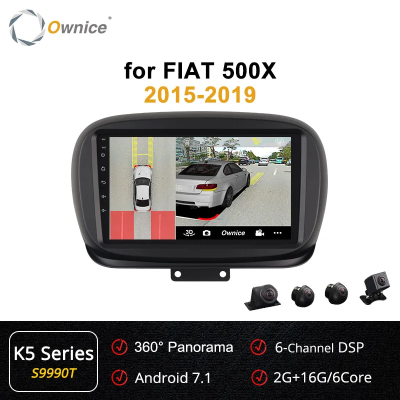 Ownice 4G+ 64GB 8 core 2 din Android 9,0 Автомагнитола gps Navi K3 K5 K6 для Fiat 500X2019 360 Panorama DSP 4G LTE SPDIF головное устройство - Цвет: S9990 K5