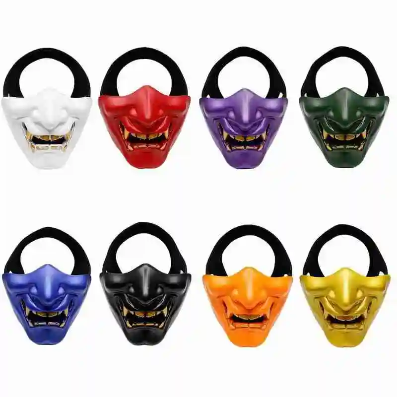 

Halloween Prajna Mask With Half Face Devil For Men Cosplay Traditional Japanese Prajna Horror Tactical Mask Party Decoration