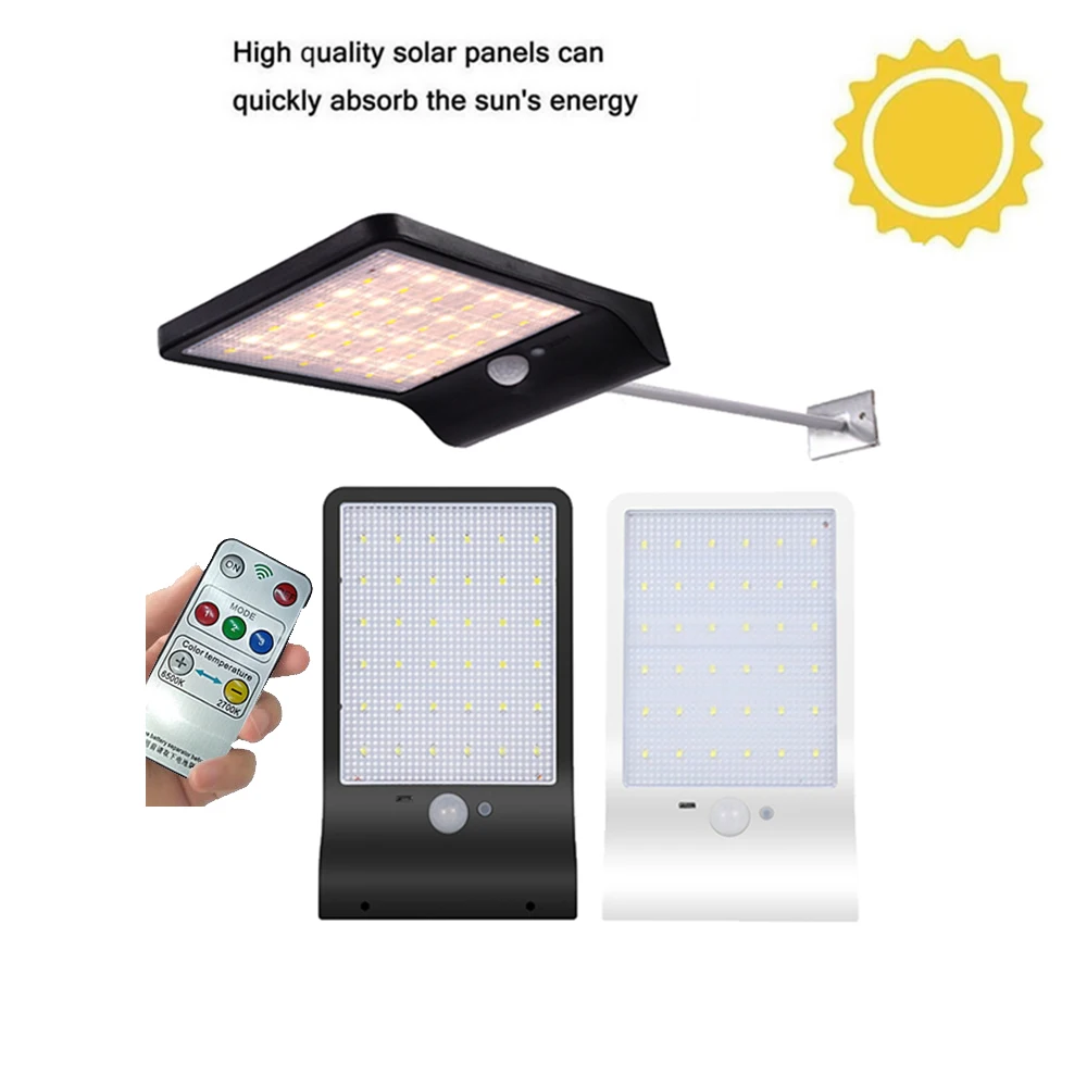 

48 LED Solar Powered Wall Light PIR Motion Sensor Street Light 3Modes 7 Color Outdoor Waterproof Lamp Pathway Garden solar lamps